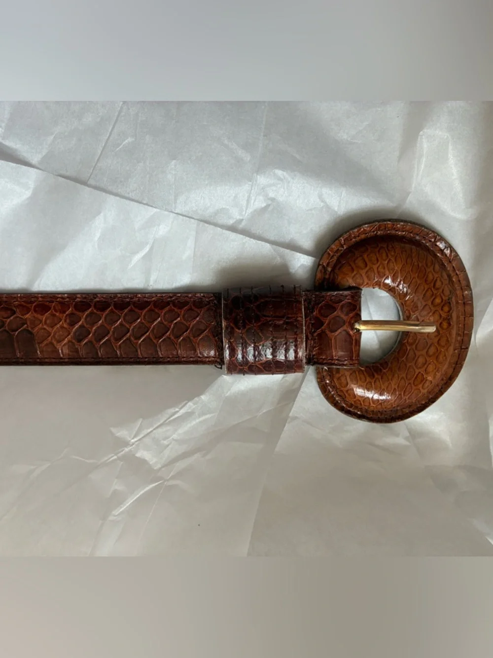 Vintage Ann Taylor Genuine Snakeskin Belt Brown